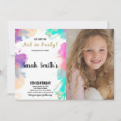 Purple Paint Anniversaire Invitations avec photo (Devant)