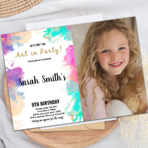 Purple Paint Anniversaire Invitations avec photo