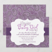 Purple Paisley Baby Girl Shower Invitation (Devant / Derrière)