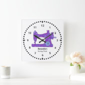 Purple Paisley Sewing Machine Large Clock Vierkante Klok (Huis)
