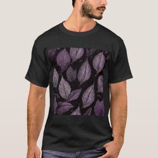 "Purple Palm Leaf Black Tee - Coastal Elegance Shi T-shirt