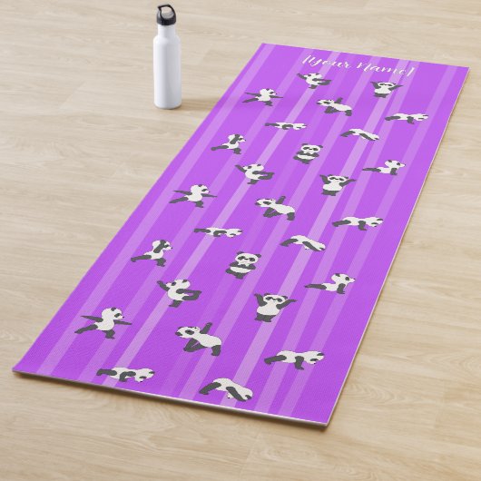 Purple Panda Yoga Mat Custom Name Same Both Sides (In situ)