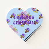 Purple Pansies Love You floral Nom Love Carnet (Dos)
