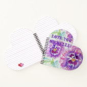 Purple Pansies Love You floral Nom Love Carnet (Intérieur)