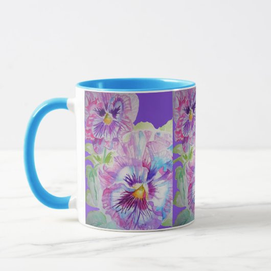 Purple Pansy Fleurs Maman Fille Mug (Gauche)