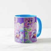 Purple Pansy Fleurs Maman Fille Mug (Devant droit)