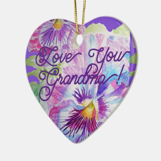 Purple Pansy Floral Love You Grand-mère Décoration (Gauche)