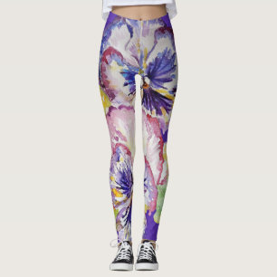 Purple Pansy grand pansy fleurs florales Leggings