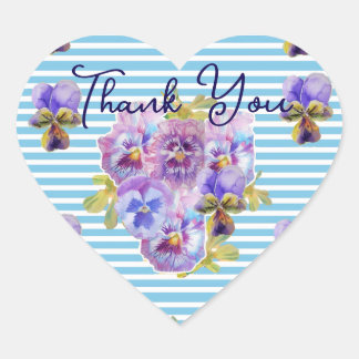Purple Pansy Pansies Flower Pattern Thank You Hart Sticker