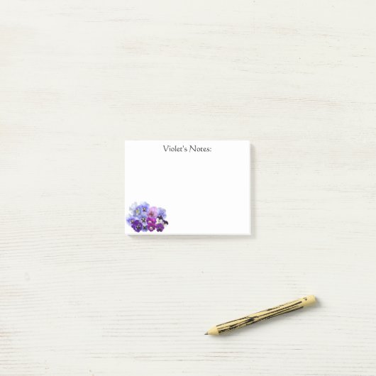 Purple Pansy Post-it® Notes 4 x 3 (Sur un bureau)