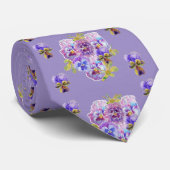 Purple Pansy Shabby Chic floral Cravate (Roulé)