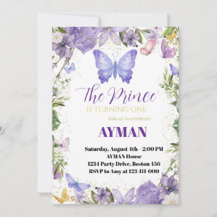Purple papillon 1er anniversaire Invitation pour g