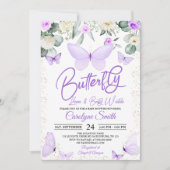 Purple Papillon Baby shower Invitation Girl (Devant)