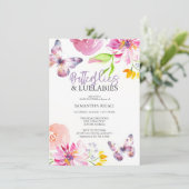 Purple Papillon Baby Shower Invitations (Debout devant)