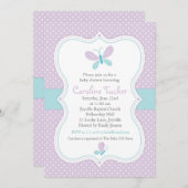 Purple Papillon Bébé Fille Douche Invitation (Devant / Derrière)