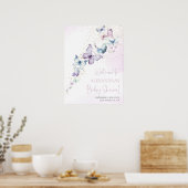 Purple papillon fille Baby shower Affiche de bienv (Cuisine)