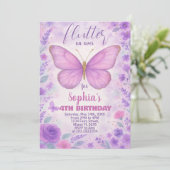 Purple Papillon Invitation d'anniversaire (Debout devant)