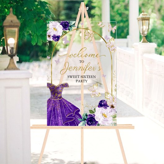 Purple Papillon Sweet 16 Bienvenue