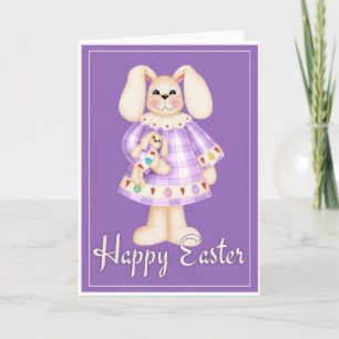 Purple Pâques Bunny Girl d2 carte de vacances de P