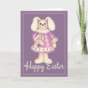 Purple Pâques Bunny Girl d3 carte de Pâques de vac