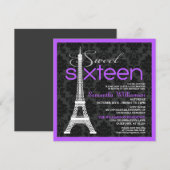 Purple Paris Sweet 16 Invitations (Devant / Derrière)