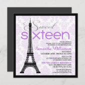 Purple Paris Sweet 16 Invitations (Devant / Derrière)