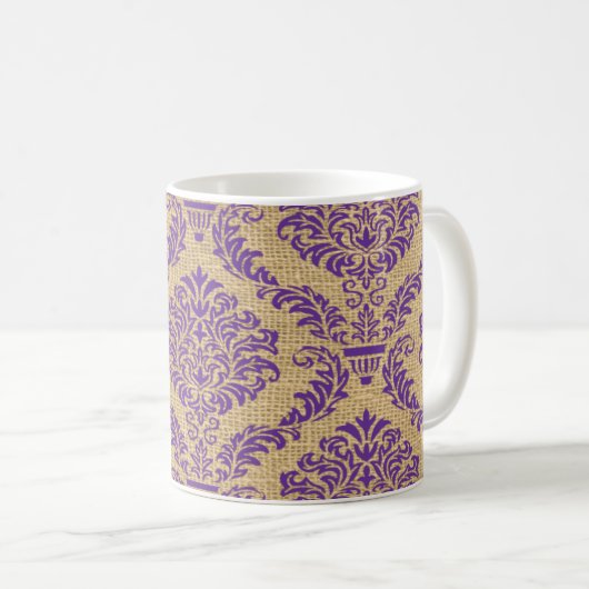 Purple Parisien Moods Damask Coffee Mug (Devant droit)