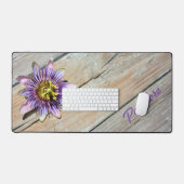 Purple Passiflora Blossom Bois Patiné Rustique (Clavier et souris)