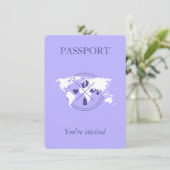 Purple Passport Voyage fille Baby shower Carte du (Debout devant)