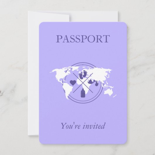 Purple Passport Voyage fille Baby shower Carte du (Devant)