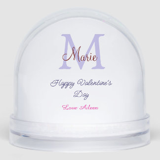 Purple pastel happy Valentine's day pink monogram 