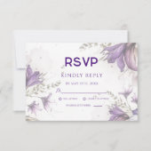 Purple Pastel Moderne Floral Boho Wedding Carte RS (Devant)