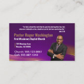 Purple Pastor ou Deacon Photo Church Carte de visi (Devant)