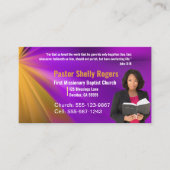 Purple Pastor ou Deacon Photo Church Carte de visi (Devant)