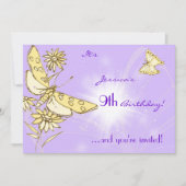 Purple Peach Butterfly Invitation Card (Devant)