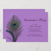Purple Peacock Graduation Invitation (Devant / Derrière)