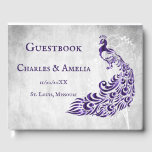 Purple Peacock Leaf Vine Mariage Livre d'or<br><div class="desc">Enregistrez les invités à votre grande journée avec un livre d'or Purple Peacock Leaf Vine Wedding Day. Le design du livre d'or est orné d'un arrière - plan gris clair avec un paon violet plein de vitamine, orné d'un motif de vigne à feuilles. Papier à lettres mariage supplémentaire disponible avec...</div>