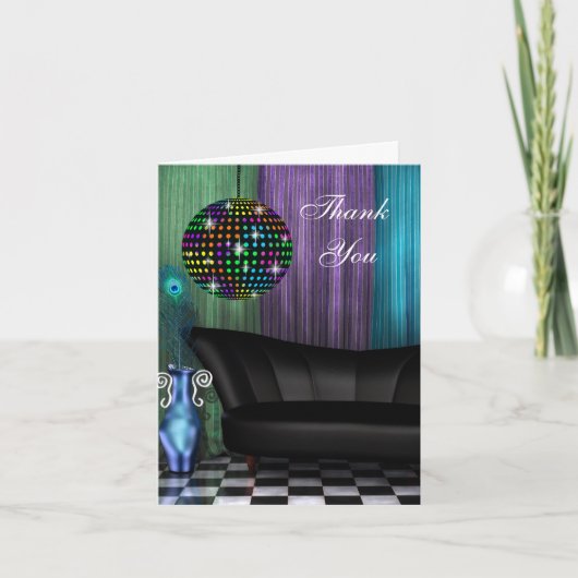 Purple Peacock Mirror Ball Merci Cartes (Devant)