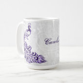 Purple Peacock Personnalisé Café Mug (Devant gauche)