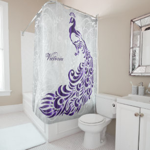 Purple Peacock rideau de douche personnalisée