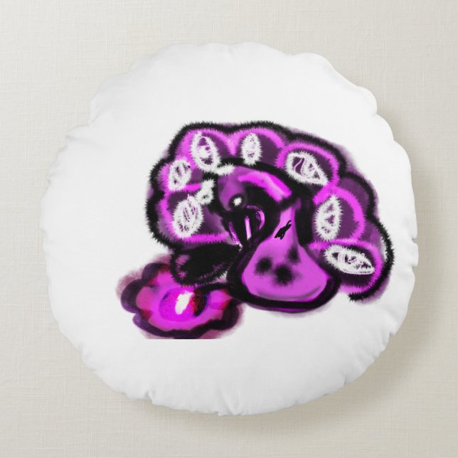 Purple peacock rond kussen (Voorkant)