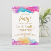 Purple Peinture Invitations Anniversaire (Debout devant)
