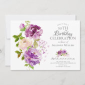 Purple Peonies Floral Invitation d'anniversaire (Devant)