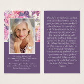 Purple Peony Floral Memorial Prayer Card (Devant & derrière)
