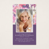 Purple Peony Floral Memorial Prayer Card (Devant)