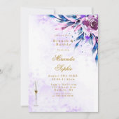 Purple Peony Gold Brunch & Bubbly Invitations (Devant)
