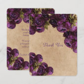 Purple Peony, Papier Rustique, Merci Mariage (Devant / Derrière)