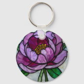 Purple Peony Stained Glass Sleutelhanger (Voorkant)