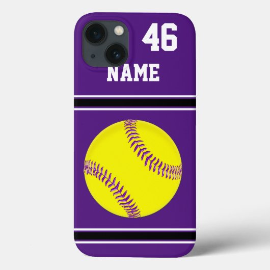 Purple Personalized Softball iPhone Cases (Achterkant)