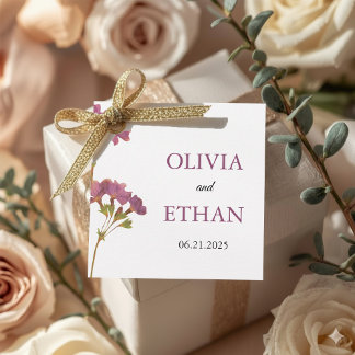 Purple Petunia Floral Wedding Favor Tag Bedankjes Labels